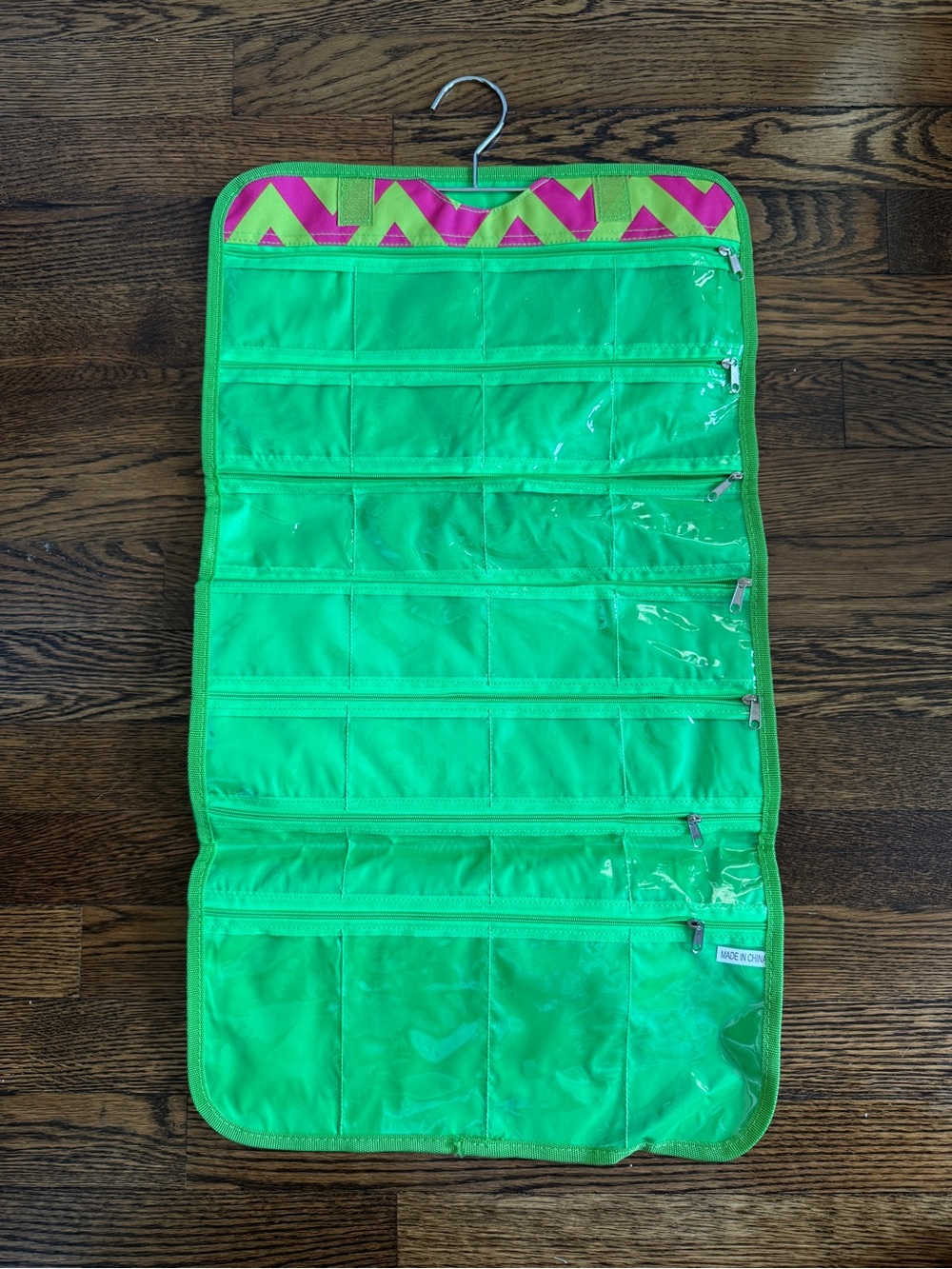 Pink&Green Chevron Hanging Jewelry & Accessory Organizer